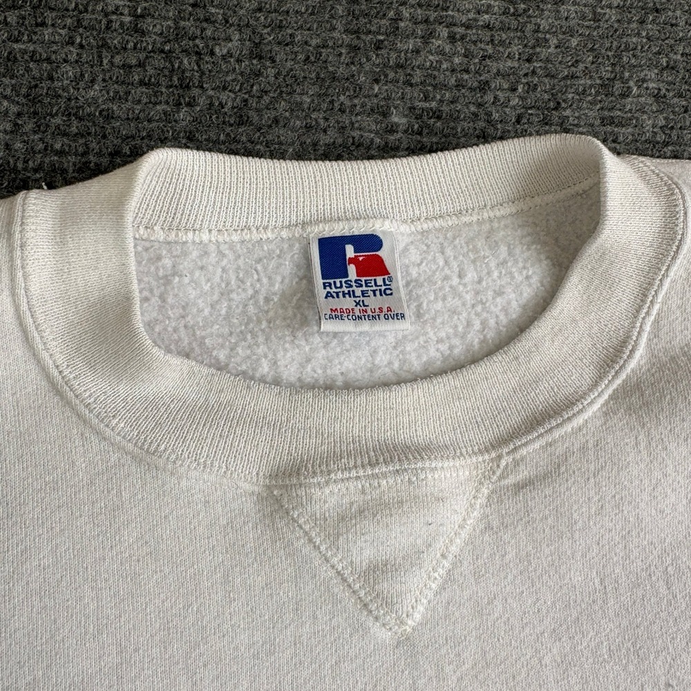 Vintage Russell Athletic White Crewneck Sweatshirt XL Made in USA 90s 3469 - Picture 4 of 7